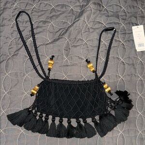 Tory Burch Black Evening Tassel Bag